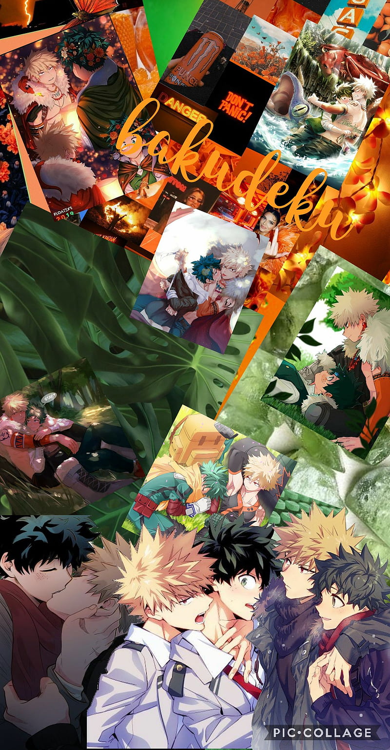 Bakudeku, orange, mha ship, midoriya, green, deku, bakugou, katsuki, mha, bnha, cute, anime, izuku, HD phone wallpaper