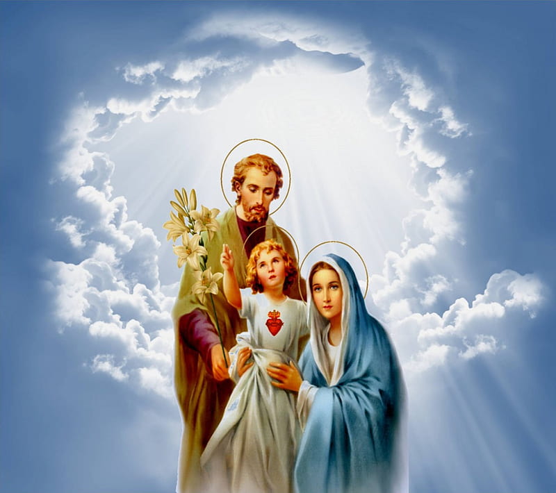 Holy family, christ, family, saint joseph, jesus, virginmary, HD wallpaper