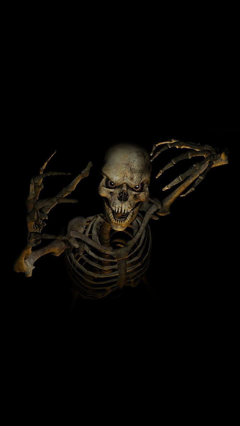 Bahut Khatarnak, Scary Skeleton, black background, HD phone wallpaper