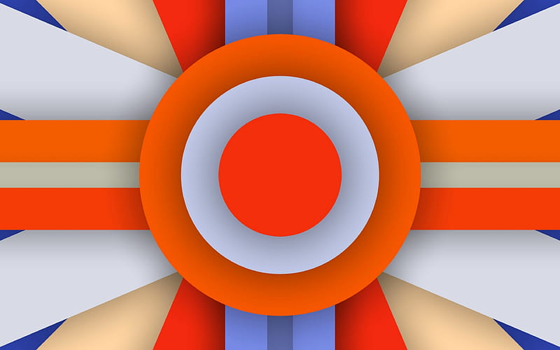 colorful abstraction, orange circles, geometry, lines, creative, HD wallpaper