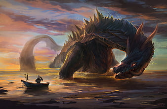 Lagiacrus Monster Hunter, dragon, artist, artwork, digital-art, HD wallpaper