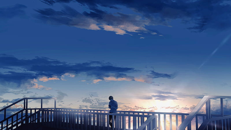 Anime, Boy, Sky, Cloud, Sunset, HD wallpaper | Peakpx