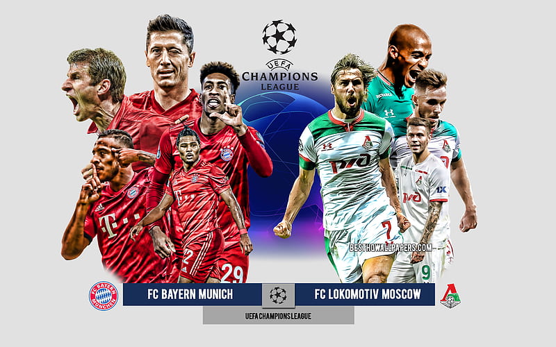 FC Bayern Munich vs FC Lokomotiv Moscow, Group А, UEFA Champions League, Preview, promotional materials, football players, Champions League, football match, FC Lokomotiv Moscow, FC Bayern Munich, HD wallpaper