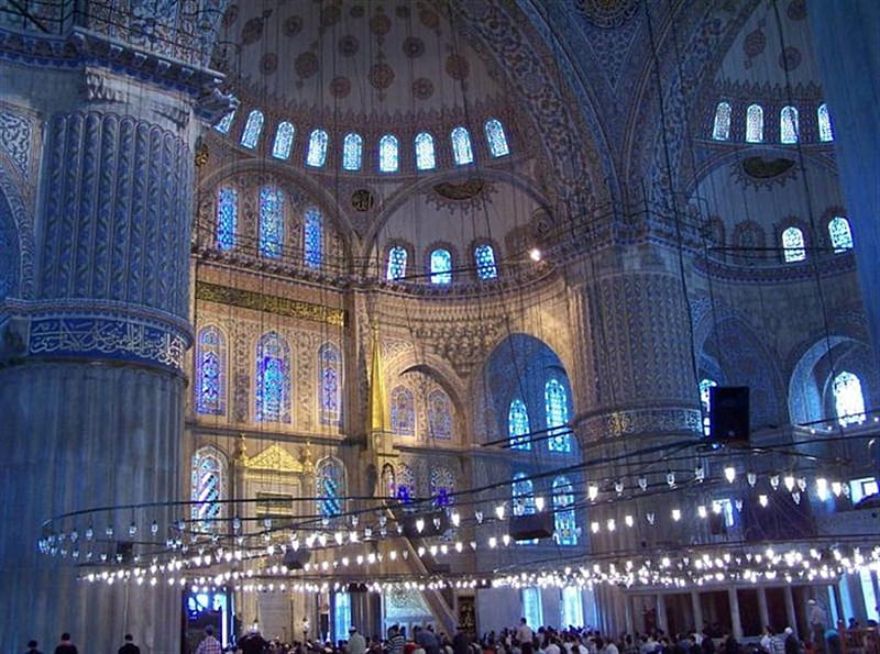 inside of hagiasophia, mosque, turkey, istanbul, religious, sky, night, HD wallpaper