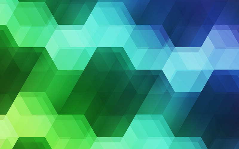 hexagons geometry, colorful spectrum, creative, HD wallpaper