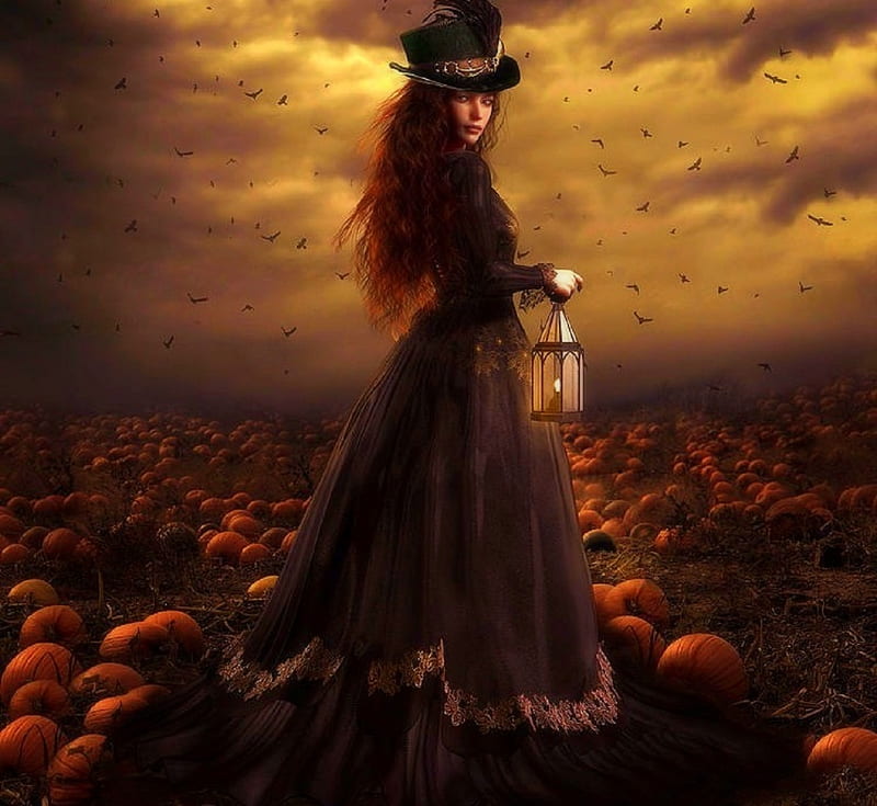 ~Gothic of Halloween~, fall, autumn, holiday, halloween, steampunk, love four seasons, creative pre-made, digital art, gothic, weird things people wear, pumpkins, HD wallpaper