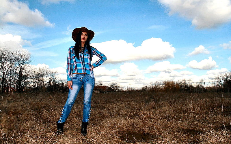 Out west .., hembra, modelos, sombreros, vaquera, botas, rancho, divertido,  al aire libre, Fondo de pantalla HD | Peakpx
