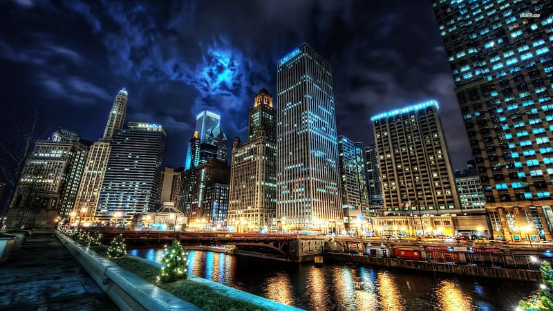 ✼Spectacular Chicago✼, architecture, colorful, restaurants, attractions in dreams, most ed, light color, modern, streets, reflection, rivers, USA, shopping malls, bridges, love four seasons, creative pre-made, Chicago, skyscrapers, roads, United States, cool, towers, spectacular, ferryboats, HD wallpaper