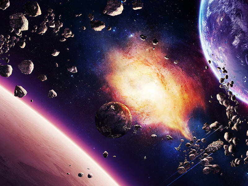 space-intense, stars, planets, purple, space, explosion, bonito, galaxies, HD wallpaper