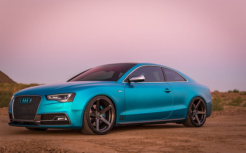 Audi a5, sports coupe, blue matte a5, tuning a5, V-FF, Vorsteiner, German  cars, HD wallpaper