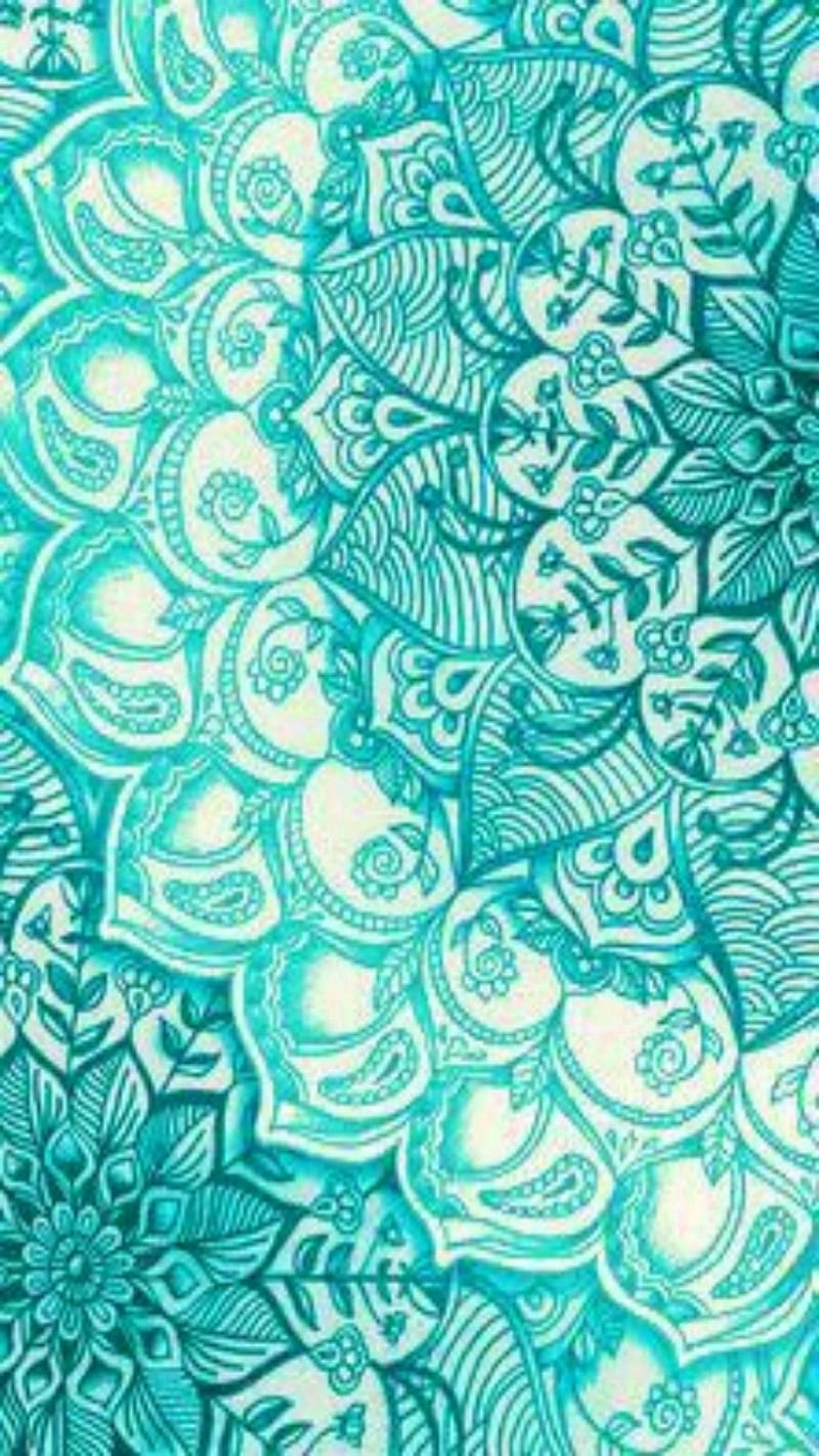 Turquoise Mandala, abstract, HD phone wallpaper
