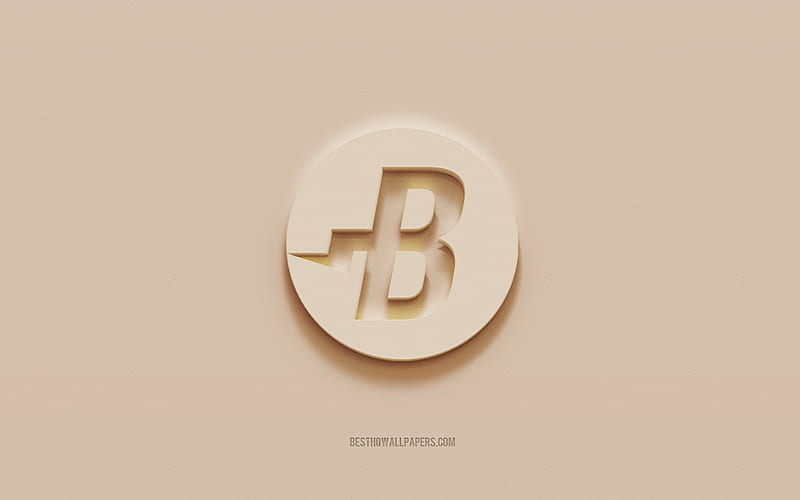 Burstcoin logo, brown plaster background, Burstcoin 3d logo, cryptocurrency, Burstcoin emblem, 3d art, Burstcoin, HD wallpaper