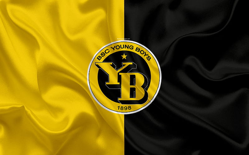 BSC Young Boys silk texture, logo, swiss football club, yellow black flag, emblem, Swiss Super League, Bern, Switzerland, football, HD wallpaper