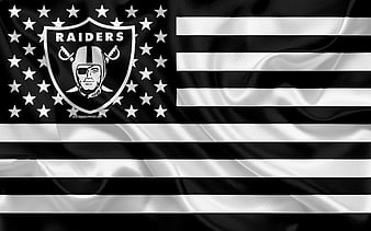 Oakland Raiders, American football team, creative American flag, black and white flag, NFL, Oakland, California, USA, logo, emblem, silk flag, National Football League, American football, HD wallpaper