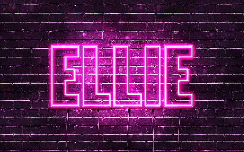 Ellie with names, female names, Ellie name, purple neon lights, horizontal text, with Ellie name, HD wallpaper
