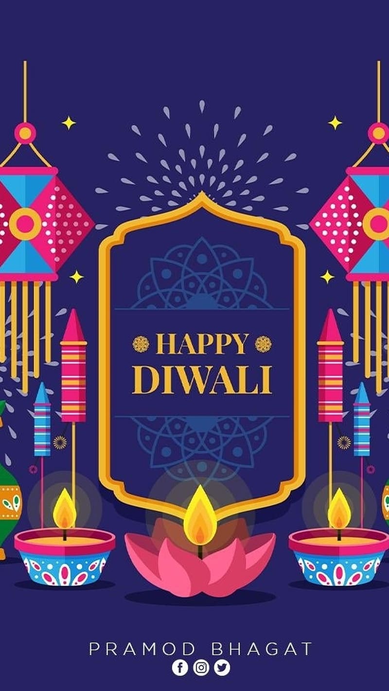 Happy Diwali, Blue Greeting Card, happy diwali - blue greeting card, HD phone wallpaper