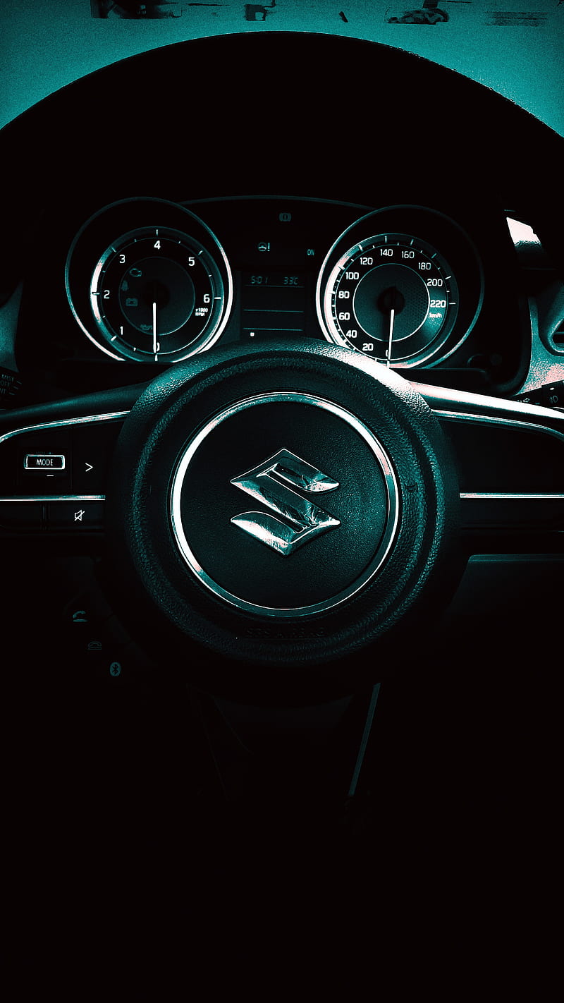 Steering wheel, car, drive, interior, logo, suzuki, HD phone wallpaper