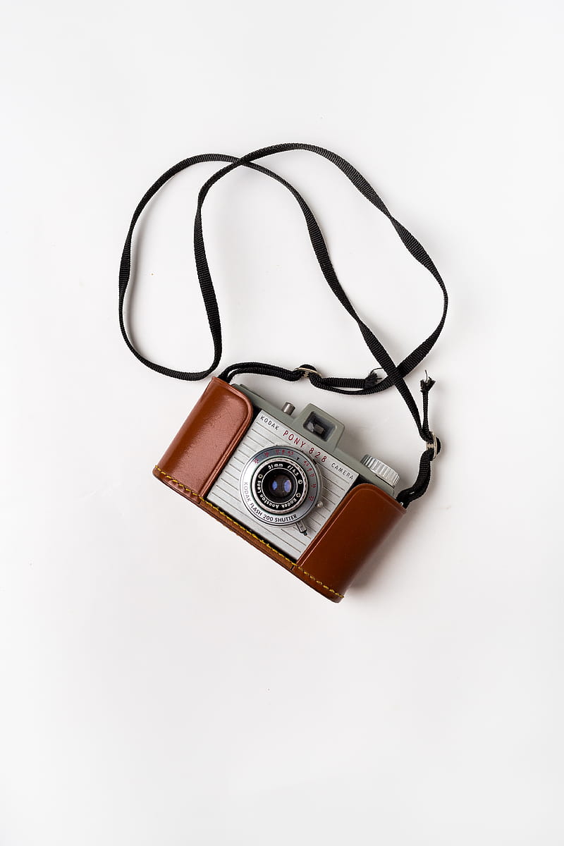 brown and gray SLR camera on white surface, HD phone wallpaper
