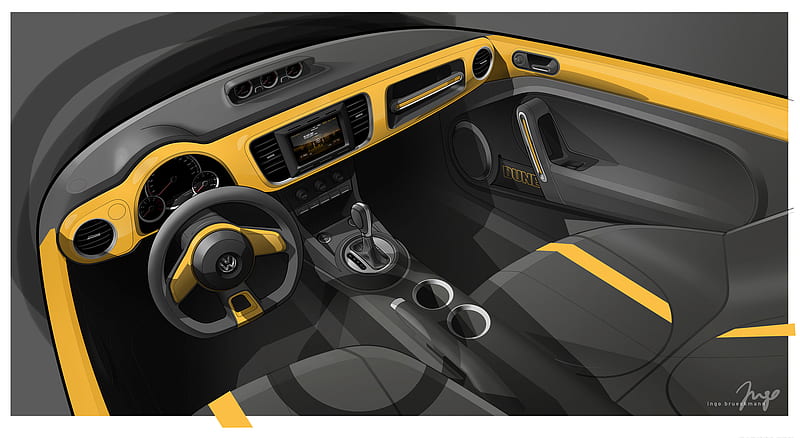 yellow beetle interior