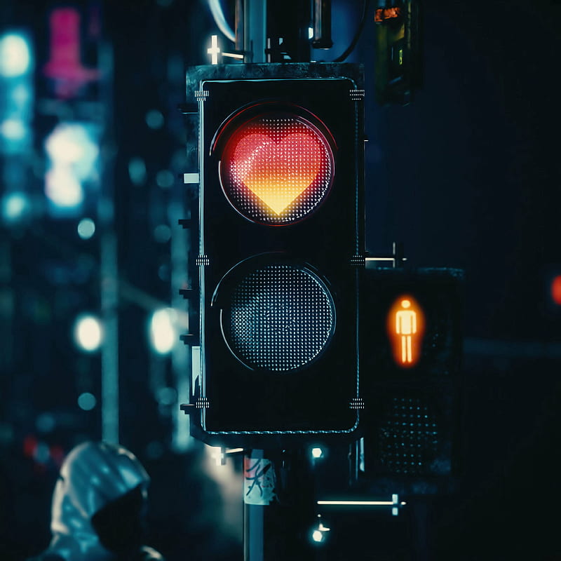 traffic light, heart, signal, red, love, HD phone wallpaper