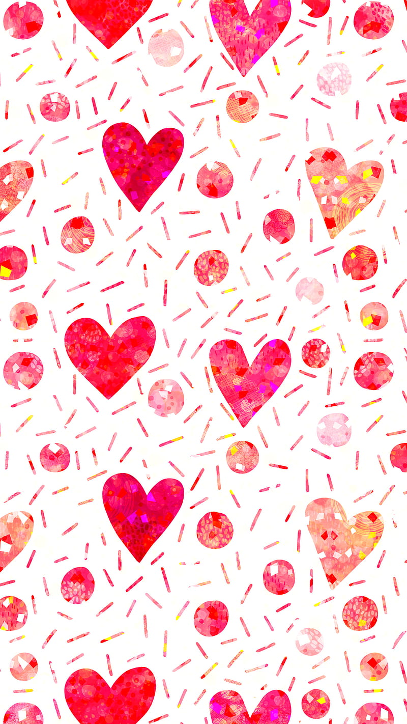 Shiny Red Cute Hearts, glitter, heart, love, sparkle, valentine, valentine's day, HD phone wallpaper