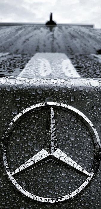 Mercedes Benz, amg, benz, black, car logo, mercedes, rain, star, u, HD phone wallpaper