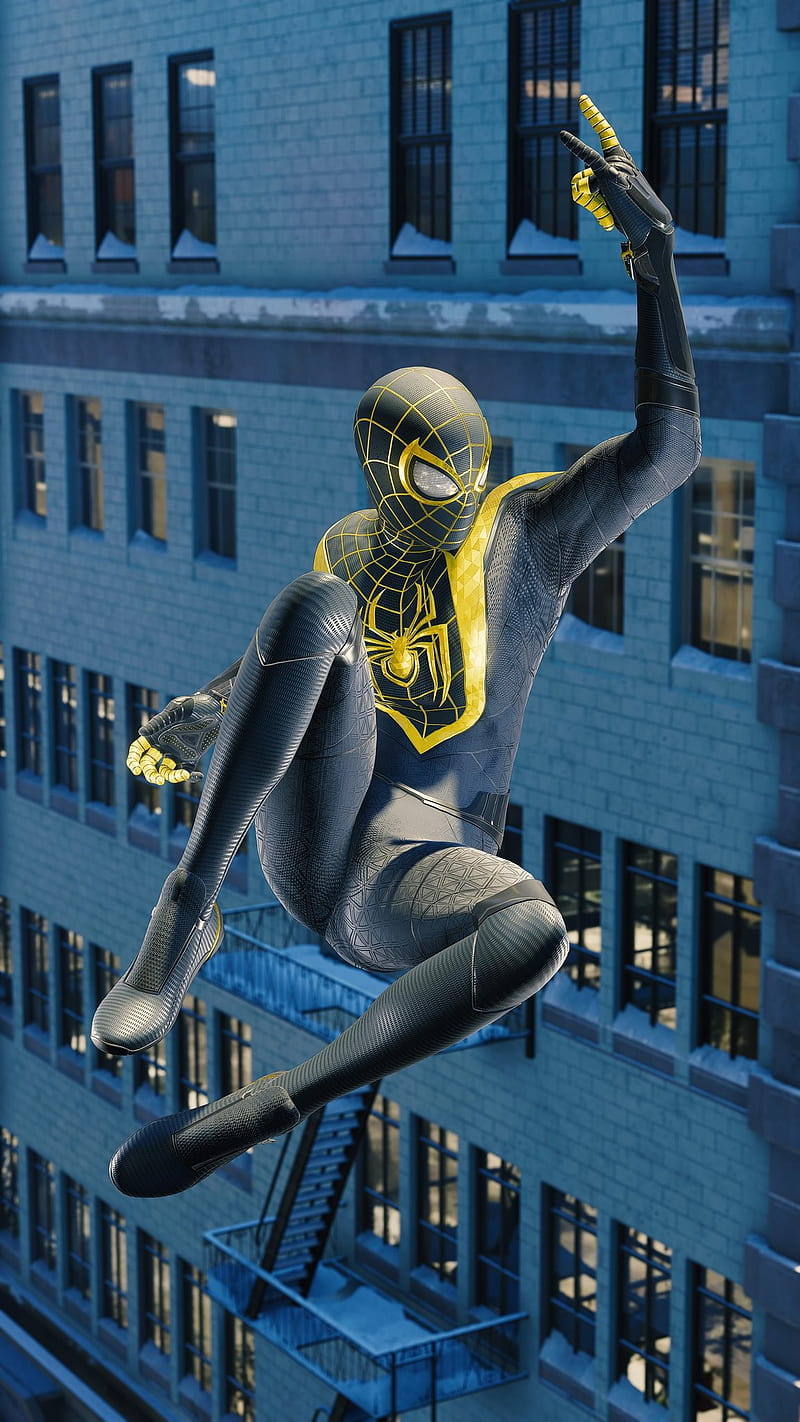 Miles Morales Gold, caracter, huawei, iphone, marvel comics, oppo, realme, samsung, spiderman, xiaomi, HD phone wallpaper