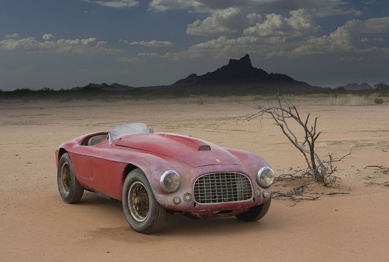1950 Ferrari 166, desert, original, old, antique, ferrari, car, convertible, 166, classic, 1950, vintage, HD wallpaper