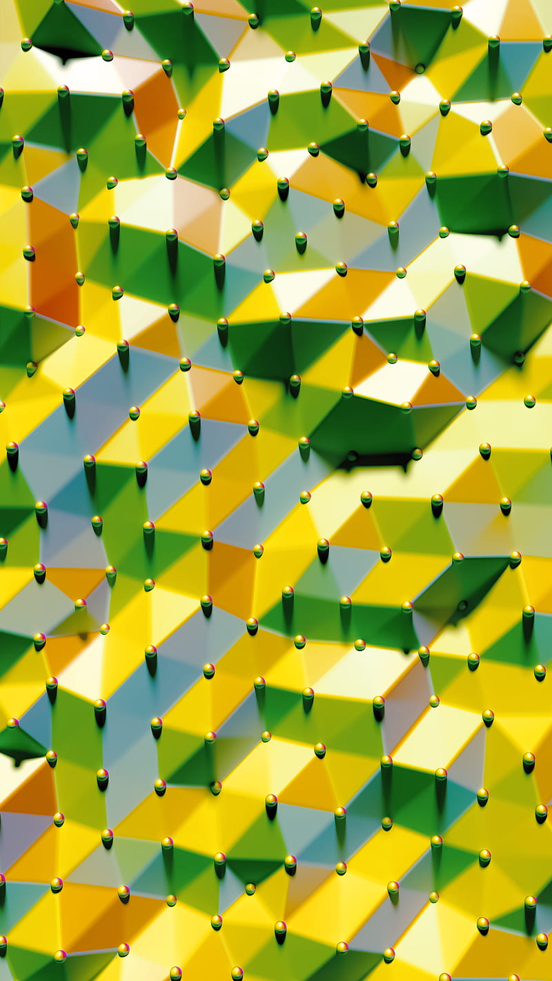 Spheres and triangles, Jakub, abstract, background, colorful, dots, green, minimal, minimalisticgeometric, satisfying, vibrant, yellow, HD phone wallpaper