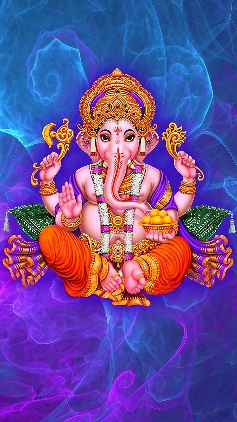 Vighnaharta Shree Ganesh, ganpati bappa purple background, lord, god, bhakti, devtional, HD phone wallpaper