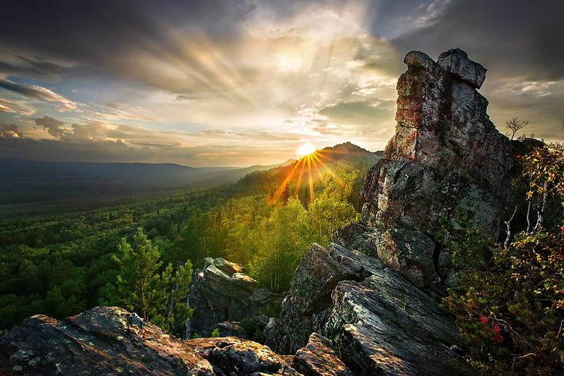 Beautiful sunshine, mountain, rocks, nature, sunshine, sky, HD wallpaper |  Peakpx