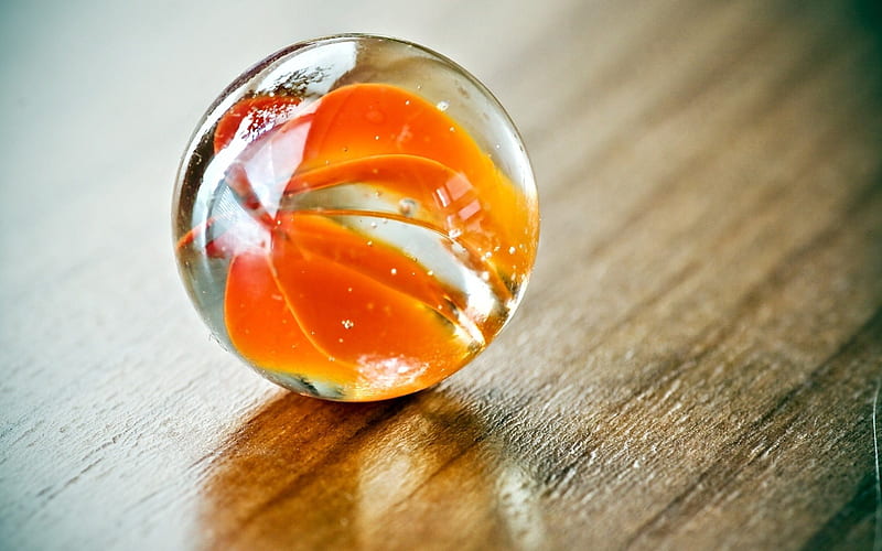 Orange glass ball, glass, ball, crystal, orange, HD wallpaper