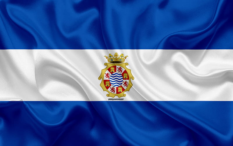 Flag of Jerez de la Frontera silk texture, Spanish city, blue white silk flag, Jerez de la Frontera flag, Spain, art, Europe, Jerez de la Frontera, HD wallpaper