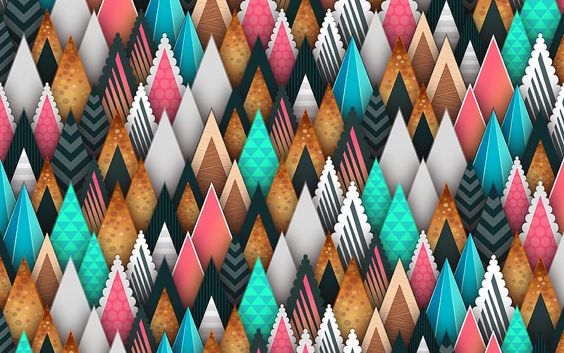 abstract forest triangles, abstract trees, geometry, creative, HD wallpaper