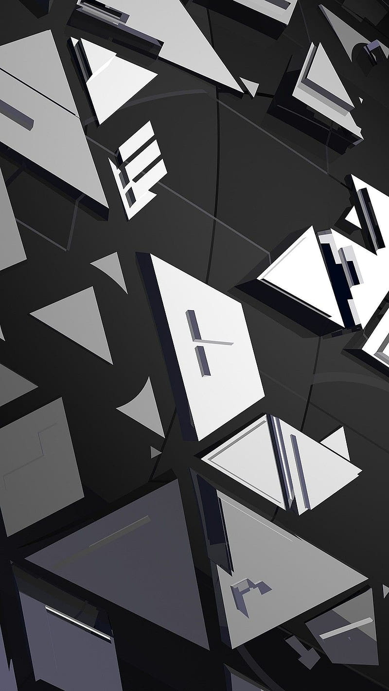 Tech Tiles, 929, abstract, black, dark, geometric, low, shapes, steel, HD phone wallpaper
