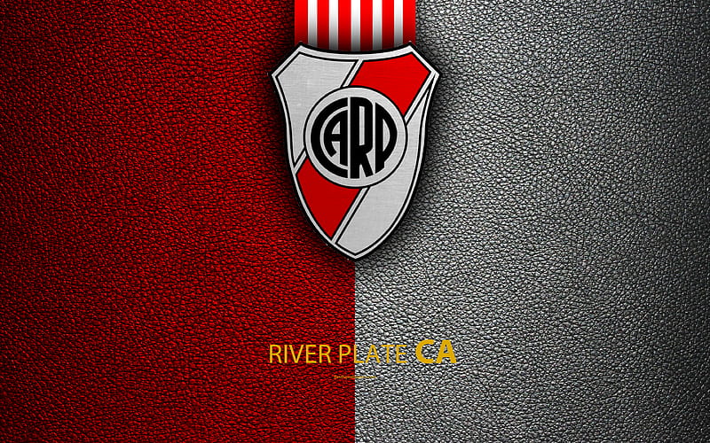 Club Atletico River Plate logo, Buenos Aires, Argentina, leather texture, football, Argentinian football club, River Plate FC, emblem, Superliga, Argentina Football Championships, First Division, HD wallpaper