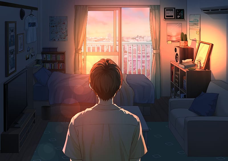 Anime, Room, Boy, HD wallpaper