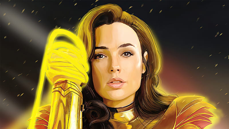 Gold Wonder Woman with Lasso of Truth Art, HD wallpaper
