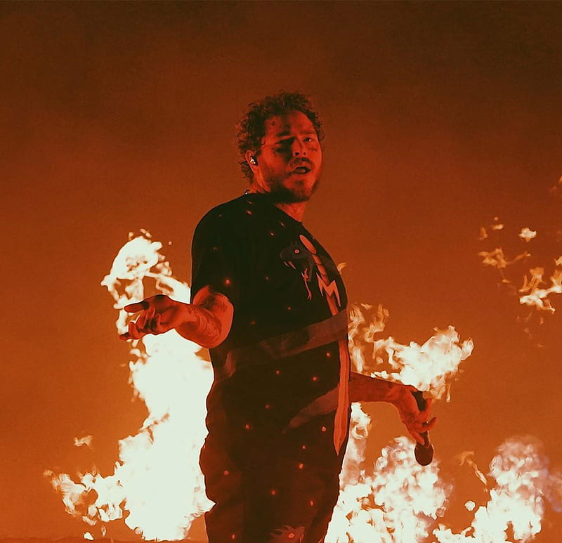 POST MALONE WALL, concert, fire, iphone, iphone 12, post malone, post malone aesthetic, samsung, HD wallpaper