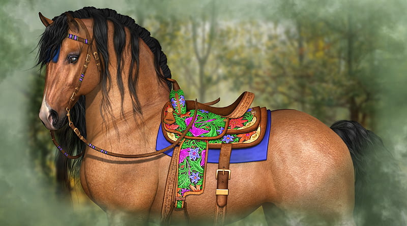 Buckskin Horse, ranch, equine, mare, horse, western, animal, cg, quarter horse, stallion, nature, HD wallpaper