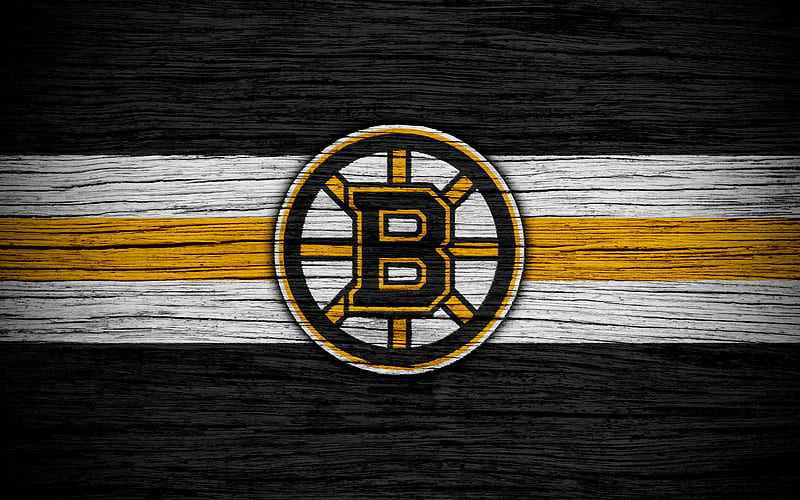 Boston Bruins hockey club, NHL, Eastern Conference, USA, logo, wooden texture, hockey, Atlantic Division, HD wallpaper
