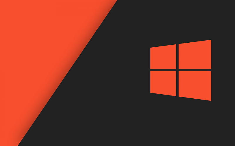 Windows 10 logo, Windows orange logo, black orange abstract background, material design, Windows, HD wallpaper
