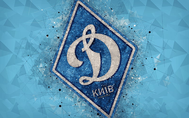 FC Dynamo Kyiv logo, geometric art, Ukrainian football club, blue background, emblem, Ukrainian Premier League, Kiev, Ukraine, football, HD wallpaper