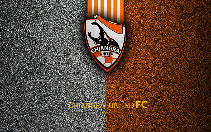 Chiangrai United FC Thai Football Club, Chiang Rai, Thailand, logo, emblem, leather texture, Thai League 1, football, Thai Premier League, HD wallpaper