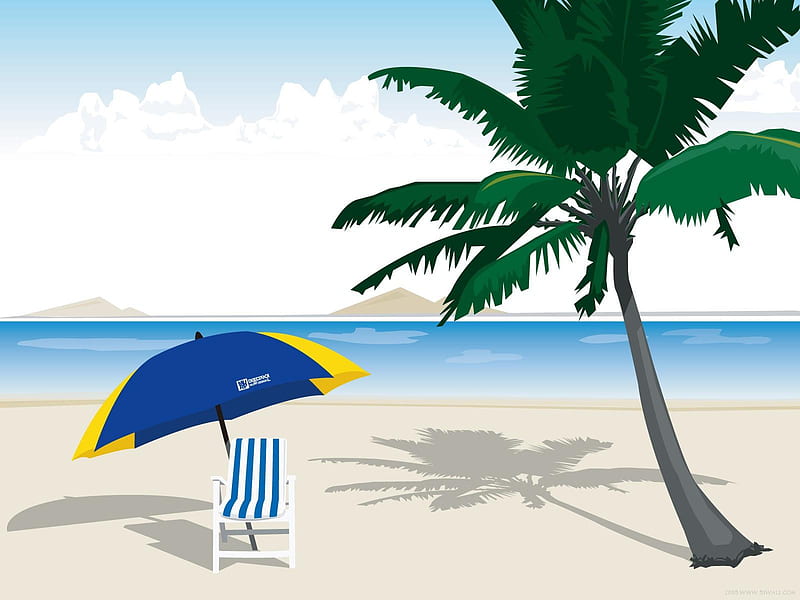 Beach Chair And Umbrella, Beach, Chair, Abstract, Hd Wallpaper 