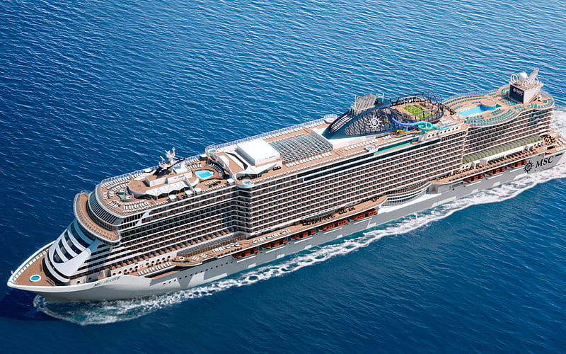 Seaside cruise ship, sea, MSC Seaside, MSC Cruises, HD wallpaper