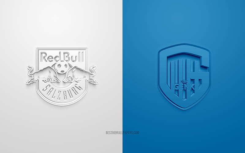 Red Bull Salzburg vs Genk, Champions League, 2019, promo, football match, Group E, UEFA, Europe, Red Bull Salzburg, Genk, 3d art, 3d logo, HD wallpaper