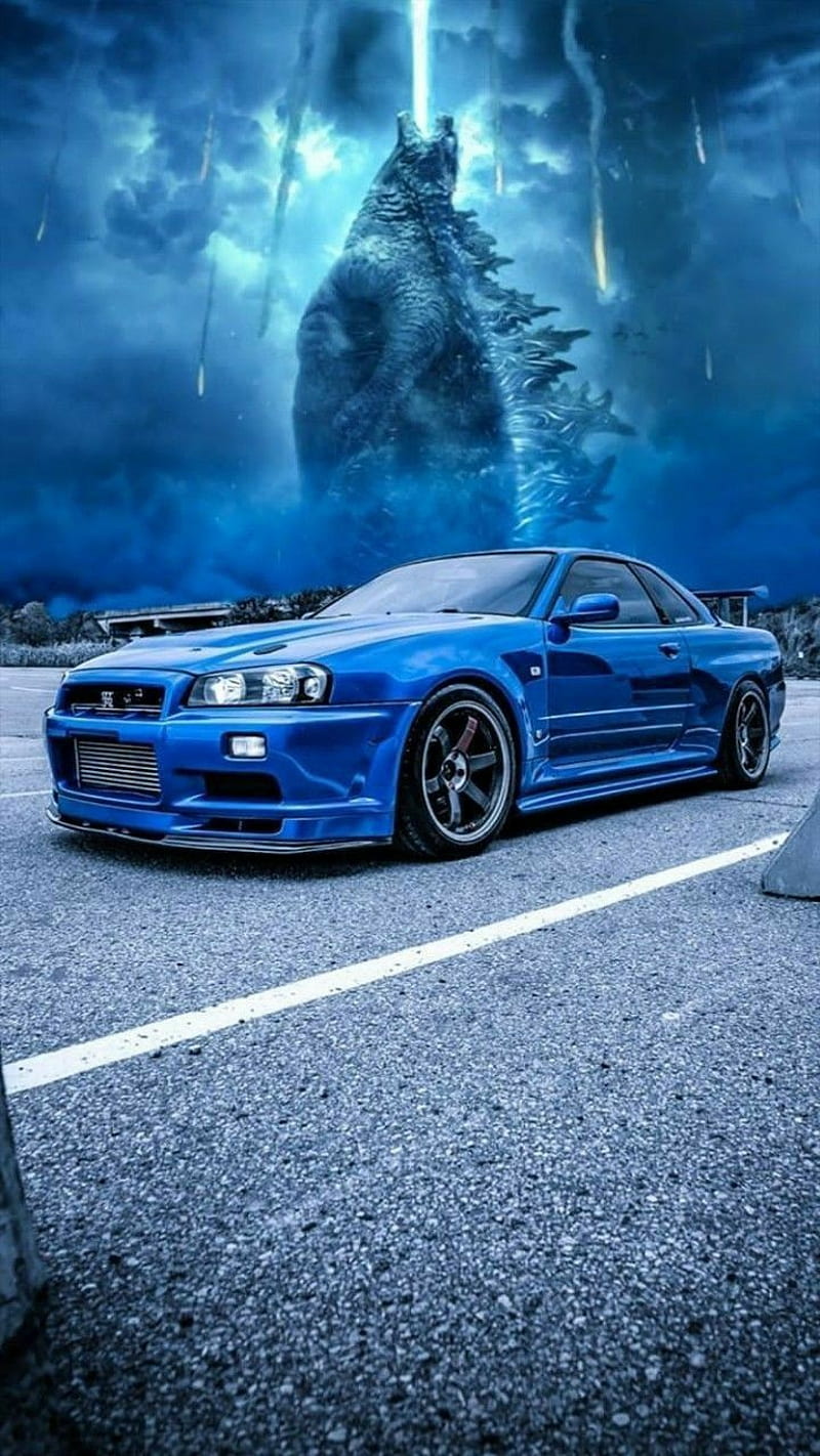 Godzilla Nissan Gtr, car, carros, editing, mustang, nissangtr, hop, skyline, tuning, HD phone wallpaper