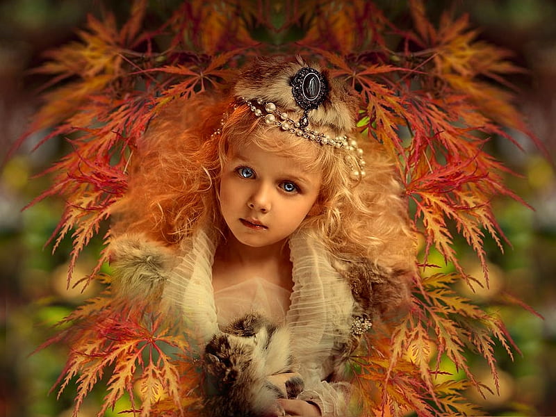 Autumn Princess, flower crown wreath, album, surreal creative art, the WOW factor, grandma gingerbread, women are special, HD wallpaper