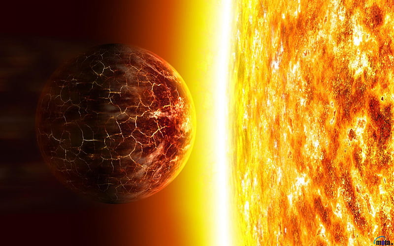 Clashing of a Planet and Sun, planets, sun, space, collision, clashing, HD wallpaper